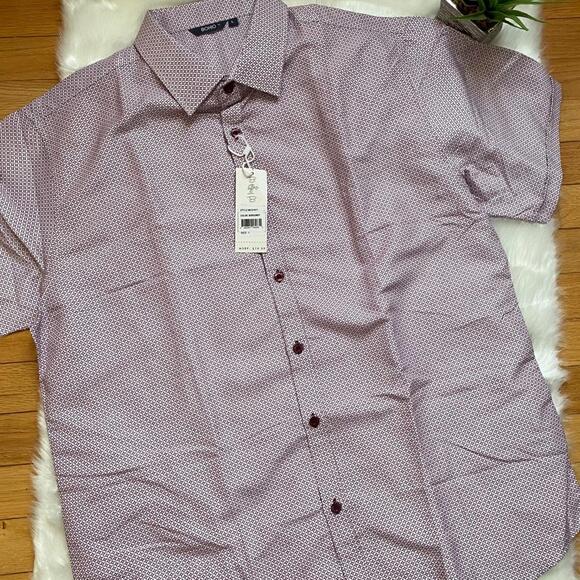 Bohio Burgundy Patterned Short Sleeve Shirt Size L